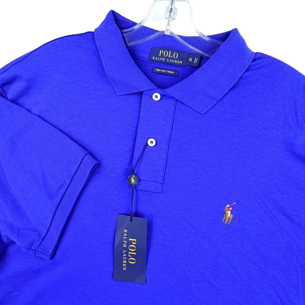 Polo Ralph Lauren Pima Soft Touch Shirt Men XL Rugby Royal Blue Flesh Pony NWT